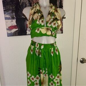 Floral Green Skirt set